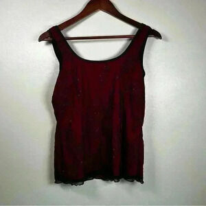 Vintage 90’s Black‎ and Red Lace Tank